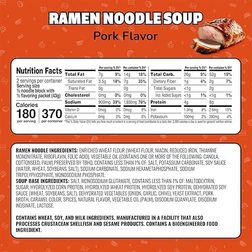 Maruchan Ramen Pork, Instant Ramen Noodles, Ready to Eat Meals, 24 Count thumbnail 3