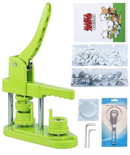 Happizza Button Maker Machine, (3rd Gen) Installation-Free 25mm(1 in) DIY Pin Button Maker Press Machine Kit, Badge Punch Press Machine with Free 500pcs Button Parts&Pictures&Circle Cutter&Magic Book - Image 1