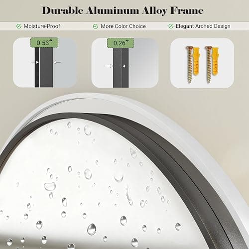 WISSMIELS 57" x 20" Arched Full Length Mirror - Wall Mounted/Floor Mirror Aluminum Alloy Frame Full Body Mirrors for Bathroom Living Room Bedroom and Entryway,Black thumbnail 8