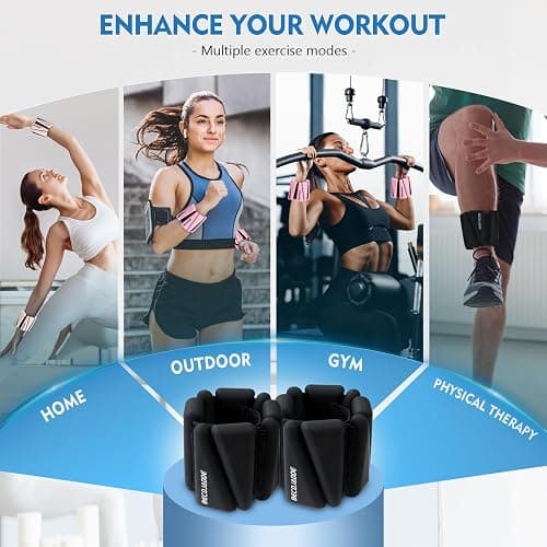 BECOJADDE Ankle Weights Set of 2 (1 lb/2 lb/3 lb Each) Adjustable Wrist Weights for Women Men Wearable Arm Leg Weight for Pilates, Running, Walking, Workout, Yoga thumbnail 8