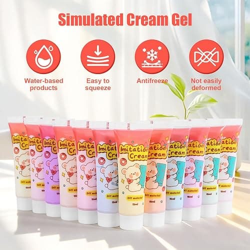 Mesenymm Cream Glue, 12 PCS 15ml Simulation Cream Glue Kit, DIY Phone Case Kit with 12 PCS Piping Tip for Case Craft Party Birthday Gifts Mirror Jewelry Accessories thumbnail 6