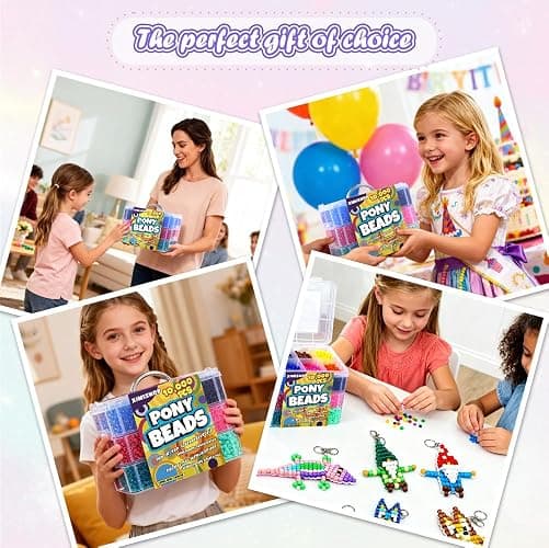 XIMISHOP 10000PCS Pony Beads Kit，30 Colors 6x9mm Colorful Hair Beads Rainbow Plastic Pony Bead for Hair Braids Craft Beads Kit Friendship Bracelet Making thumbnail 8