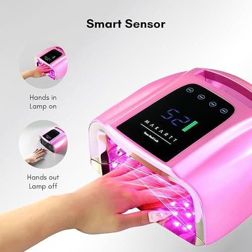 Makartt UV LED Nail Lamp with Handle for Gel Polish – Fast Curing UV Light Nail Dryer with 42 Beads 4 Timers Cordless Rechargeable Design LCD Touchscreen & Smart Sensor(Gradient Pink) thumbnail 7