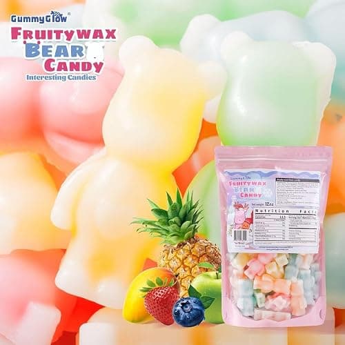 Gummy Glow 12 Oz Fruity Wax Candy, Upgraded Edible Wax Candy Bears - Chewy Retro Sweets with 5 Fruity Flavors, Ideal for ASMR Snacks, Viral TikTok Treats, Novelty Vintage Treats, Parties & Gifts thumbnail 7