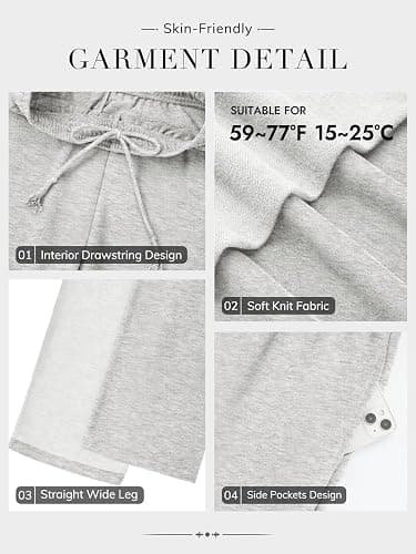 ATHMILE Women's Wide Leg Sweatpants High Waisted Baggy Interior Drawstring Joggers Straight Leg Sweat Pants with Pockets thumbnail 6