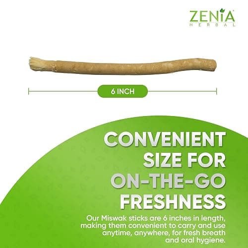 Zenia Sewak Natural Miswak Toothbrush - Vacuum Sealed Natural Flavor Traditional Peelu Toothbrush Stick - for Healthy Gums, Teeth, and Fresher Breath (Pack of 3) thumbnail 3