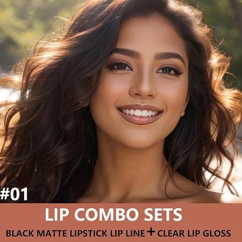 Clear Gloss and Lip Liner Lip Combo, Lip Combo Sets for Black Women, High Pigmented Plumping Lipgloss Kit ,Long Lasting Lipstick Lip Combo Set Lip Kit with Lip Liner and Gloss #1 Clear moisturizing thumbnail 2