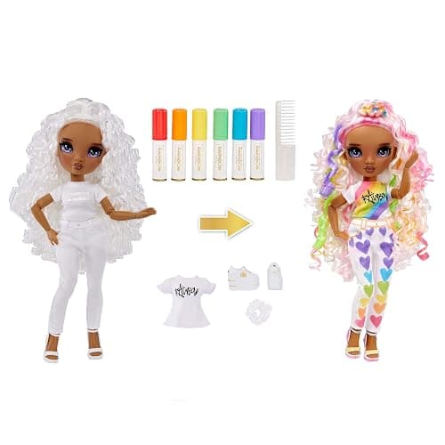 Rainbow High Color & Create Fashion DIY Doll with Washable Rainbow Markers, Purple Eyes, Curly Hair, Bonus Top & Shoes. Color, Create, Play, Rinse and Repeat. Creative 4-12+ thumbnail 3