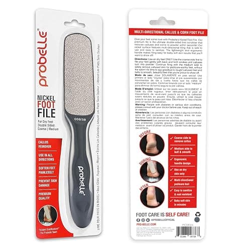 Probelle Double Sided Multidirectional Nickel Foot File Callus Remover - Immediately Reduces calluses and Corns to Powder for Instant Results, Safe Tool (Dark Grey) thumbnail 9