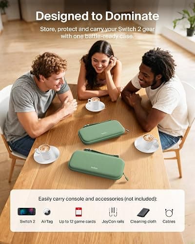 Belkin Nintendo Switch 2 Case, Travel Bag w/AirTag Holder & Storage Pocket for Up to 12 Game Cards - Portable, Lightweight Carrying Case w/Hard Shell, Soft Interior, Switch 2 Accessories - Sage thumbnail 4