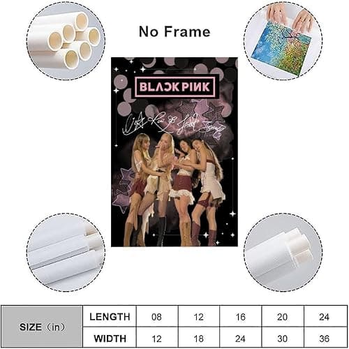 BELNQDHPO Blackpink Poster Music Band Kpop Korean Girl Group Vintage Cover Signed Für Zimmer, Ästhetische Leinwand-Wandkunst, Schlafzimmer-Dekor Posters 12x18inch(30x45cm) thumbnail 3
