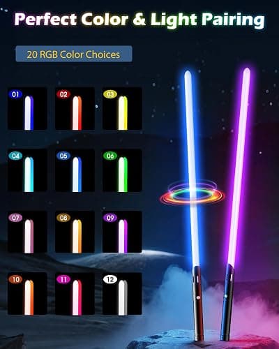 ANASABER Lightsaber, Double-bladed Dueling Light Saber, 4 Sound Fonts, 20 RGB Colors FX Metal Hilt Light Sabers 40inch Real Light Sabers 2pack for Adults/Kids Birthday Xmas Gift, Halloween Cosplay thumbnail 4