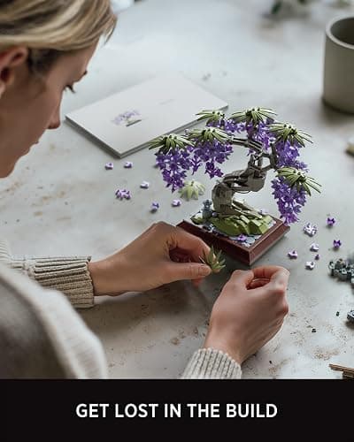 Nifeliz Wisteria Bonsai Tree Building Set for Adults, Botanical Plant Building Set, Flower Bonsai Model for Home Desk Decor, Gift for Plant Lovers (737 PCS, NF10372) thumbnail 4