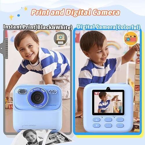 Kids Instant Digital Cameras for Boys and Girls, 1080P HD Dual-Lens Selfie Digital Camera with Print Paper & 32G Card, Christmas Birthday Gifts Toys for Toddler and Teenagers Age 3-16 Years Old thumbnail 4
