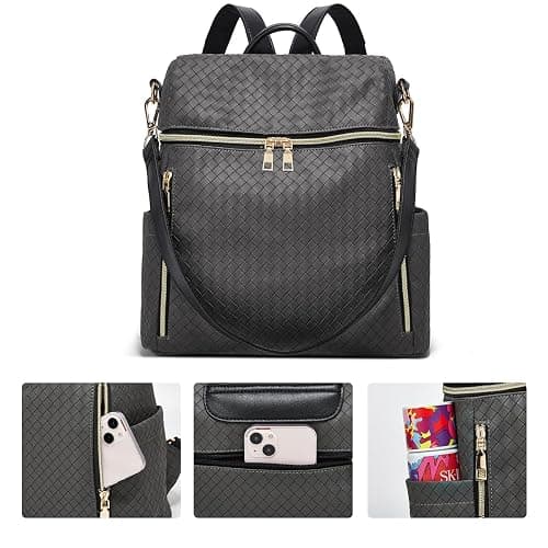 Makes Backpack Purse for Women PU Leather Travel Satchel Handbag Convertible Design Bag with Purse 2 Piece thumbnail 6
