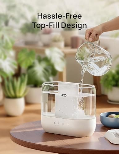 DREO 4L Humidifiers for Bedroom, 36H Runtime, 28 dB Quiet, HM311 | Easy to Refill & Clean, BPA-Free, Nightlight, Supersized Air Humidifiers for Large Room, Baby Nurseries, Plants, Indoor thumbnail 7