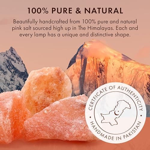 The Body Source Himalayan Salt Lamp (3-5kg) with Dimmer Switch - All Natural and Handcrafted with Wooden Base thumbnail 6