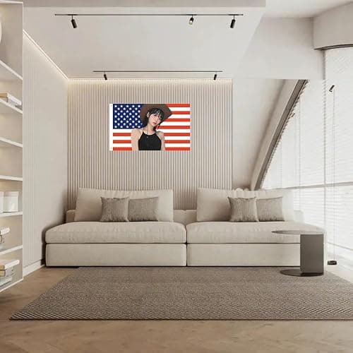 Chae won American flag 3x5 Ft Outdoor Indoor,Kim Chaewone USA flag Poster American flag tapestry for Bedroom Living room dorm wall with Brass Grommets Vivid Color and Fade Proof Decorations thumbnail 4