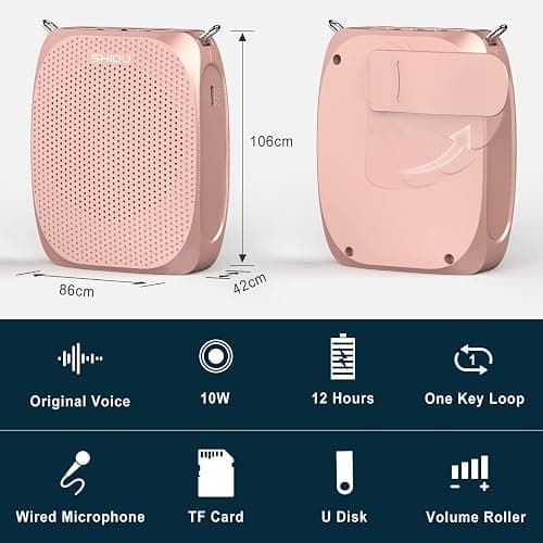 SHIDU Voice Amplifier Teachers,Megaphone Speaker Portable PA System with Microphone Headset(Work of 12hours) Supports MP3 Format Audio for Tour Guides Coaches Yoga Fitness Instructors thumbnail 7