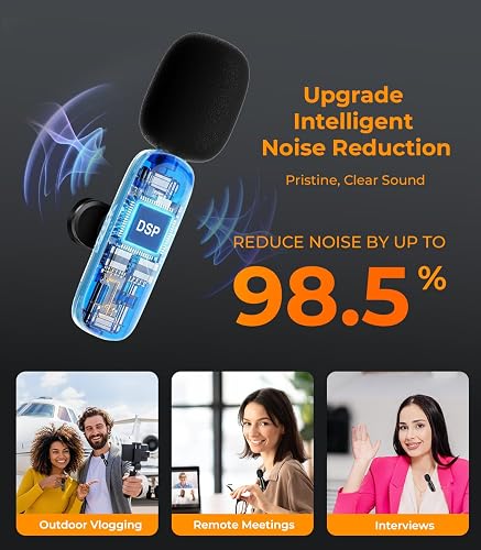 Wireless Microphone for iPhone & Android, Mini Plug & Play Lavalier Mic - 6H Battery, Zero Delay, Studio Sound thumbnail 2