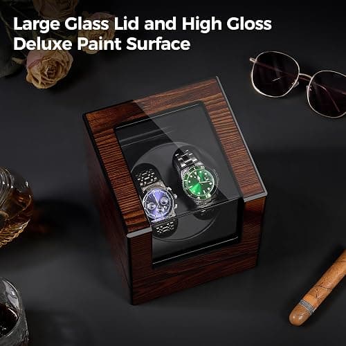 BEWISHOME Remontoir Montre Automatique avec éclairage LED, Boite Remontoir pour Montre Automatique avec Moteur Silencieux, 4 Modes, Alimentation par Batterie ou Adaptateur Type-C, ESYQ02Y thumbnail 5