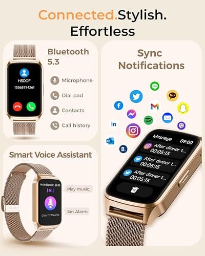 paybay Fitness Tracker Watch for Men Women, Activity Tracker for iPhone and Android with Step Counter, Calorie, Sleep Monitor, 110+ Sports Modes, IP68 Waterproof Smartwatch (Minimalist, Gold, 1.57) thumbnail 4