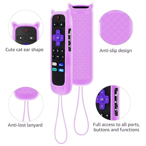 3Pack Remote Cover for Roku, Compatible with Hisense/TCL Roku TV Steaming Stick/Express, Silicone Protective Controller Universal Sleeve Skin Glow in The Dark Purple Blue Pink thumbnail 5
