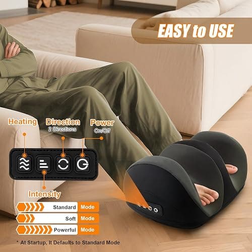 CCHYF Foot Massager with Heat, Shiatsu Kneading Foot and Calf Electric Massager Machine with Roller, Massage Feet/Arm/Calf/Ankle for Relax, Plantar Fasciitis, Pain Relief, Gifts for Women & Men, Black thumbnail 3