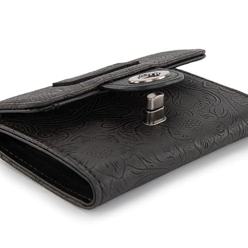 Montana West X Wrangler Black Wallet for Women Western Card Cases & Money Organizers Trifold Small Wallet with Rfid Lining Blocking and Zipper Coin Pocket thumbnail 4