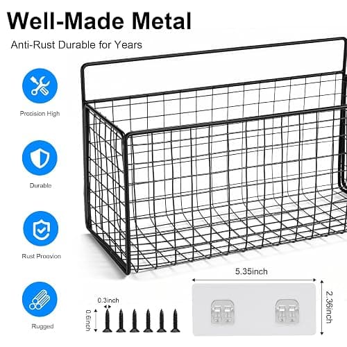 AMZABBY 2 Pack Large Adhesive Cabinet Organizer - Lid Organizer Inside Cabinet Wall Mounted Pantry Door Caddy for Food Container Lid Kitchen Under Sink Basket thumbnail 3