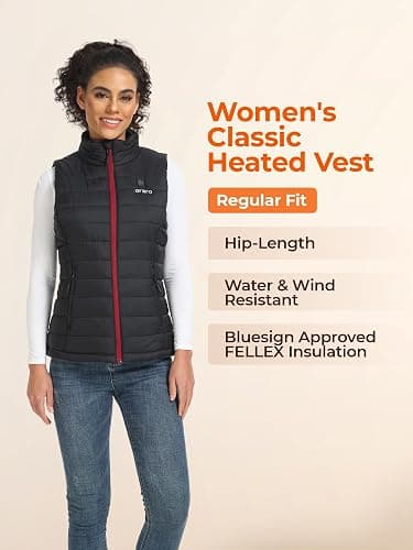 ORORO Women's Lightweight Heated Vest with USB-C Rechargeable Battery, Puffer Classic Heating Vest thumbnail 6