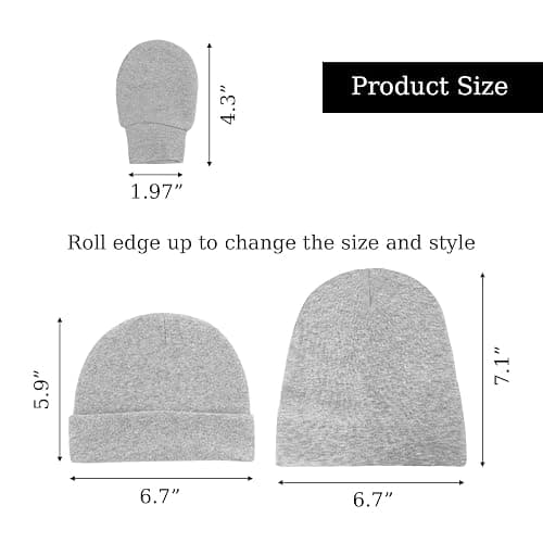 Fecawd Baby Hats and Mittens Newborn Hats Gloves Infant Beanie Soft Cap Mitten Sets for 0-6 Months Boys Girls thumbnail 7