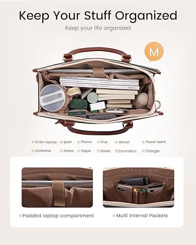 LOVEVOOK Laptop Bag for Women, 2-in-1 Tote Purse with Clutch & Cup Holder, Waterproof Briefcase for Work Travel thumbnail 5