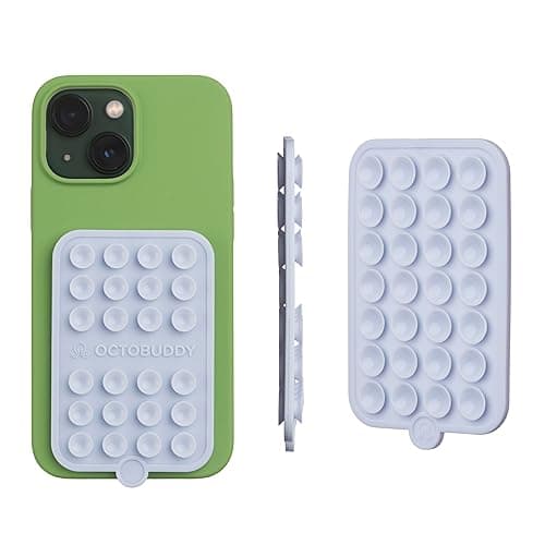 OCTOBUDDY - Silicone Double-Sided Suction Phone Case Detachable Mount - Hands-Free, Strong Grip Holder for Selfies & Videos - iPhone & Android Compatible - 2.5″ x 3.75″, Baby Blue - Double-sided - Baby Blue