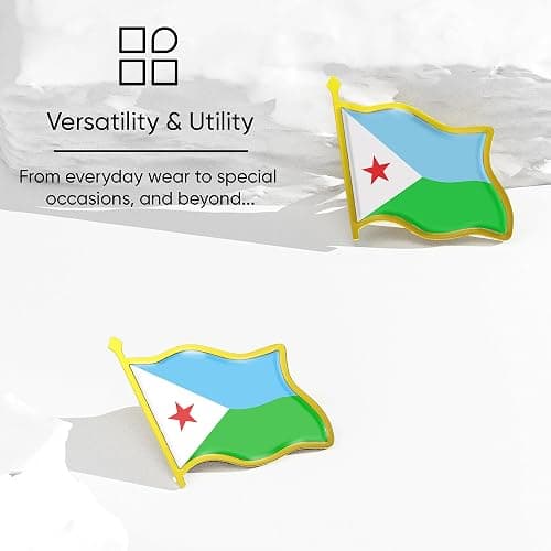Djibouti Flag Lapel Pin - Enamel Metal National Badge | World Travel Souvenir Gifts for Men & Women | Country Flag Patriotic Brooch Bulk Pack of Pins for Hat, Tie, Clothes, Backpack (1pc) thumbnail 5