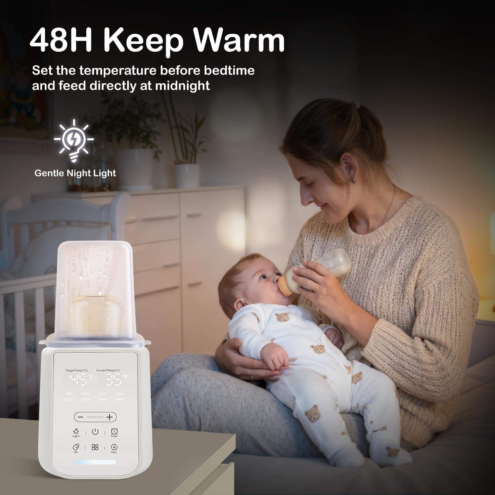 Baby Bottle Warmer, 5-in-1 Bottle Warmer for Breastmilk, Formula Milk Warmer, Baby Food Heater with Smart Accurate Temperature Control, Automatic Shut-Off Baby Water Warmer, White thumbnail 5