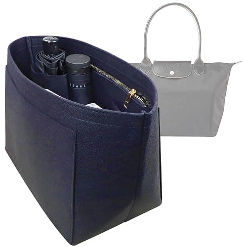 Lckaey Purse Organizer Insert for Longchamp Le Pliage Large Tote - Felt Organizer with 10 Compartments - Navy Blue thumbnail 7