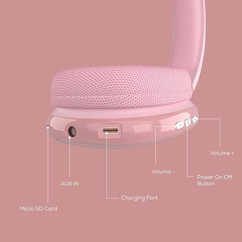 Gabba Goods Wireless Over Ear Bluetooth Headphones with Microphone - Wireless Headset -Noise Reduction - Bluetooth, Wired,Built in Micro SD for Travel, Home, Work TV,PC,Gaming,Cellphone (Pink) - Pink - one size fits all thumbnail 7