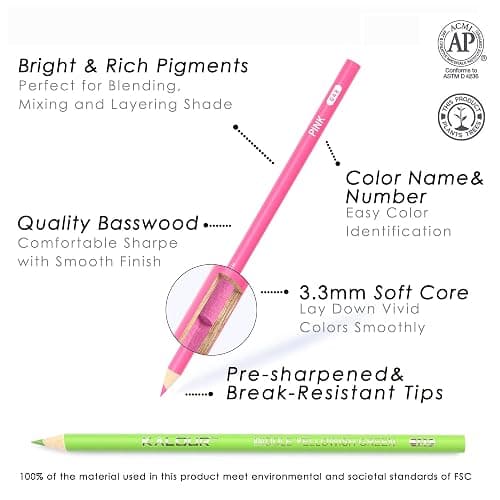KALOUR 180 Colored Pencil Set for Adults Artists - Rich Pigment Soft Core -12 Metallic Pencil - Ideal for Coloring Drawing Sketching Shading Blending - Vibrant Color（Tin Case） thumbnail 3