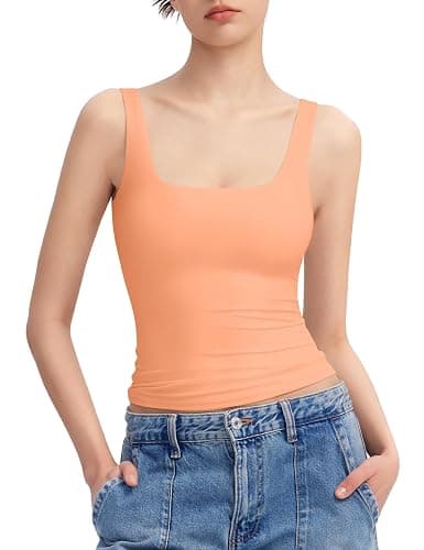 PUMIEY Women's Square Neck Tank Top Sleeveless Double Lined Basic Tops Sharp Collection - Image 1