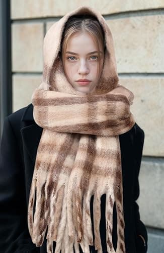 Passionbility Women's Winter Scarfs for Women, Mohair Vintage Scarf Large Chunky Scarf Cashmere Feel Blanket Wrap thumbnail 7