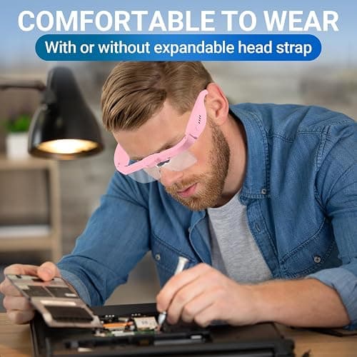 YOCTOSUN Magnifying Glasses with Light, Rechargeable Magnifying Headset with 5 Detachable Lenses 0.75X-4.0X and 3 LED Lights, Hands Free Headband Magnifier for Close Work Hobby Crafts Jewelry thumbnail 7