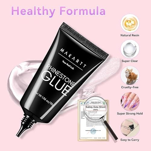 Makartt Rhinestone Glue for Nails: Super Strong Gel Nail Glue for Nail Charms Gems Decorations, 3D Gel Nail Art Bling Jewel Diamonds for Salon & DIY Manicure, 30ML UV Lamp Cured Need Beauty Gifts thumbnail 7