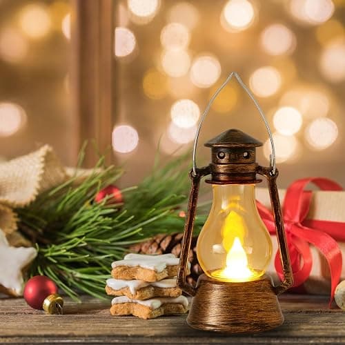 12Pcs LED Mini Vintage Lanterns Decor Indoor Decorative Outdoor Hanging Lantern Decorative Small Candle Lanterns Farmhouse Decor for Wedding Centerpiece,Halloween,Christmas,Farmhouse thumbnail 4