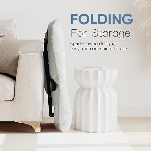DUMOS Comfy Chair for Adults, Soft Faux Fur Folding Lounge for Bedroom Living Room Dorm Rooms Flexible Reading Chair for Teens, Large Size Foldable (Square-Creamy) thumbnail 3