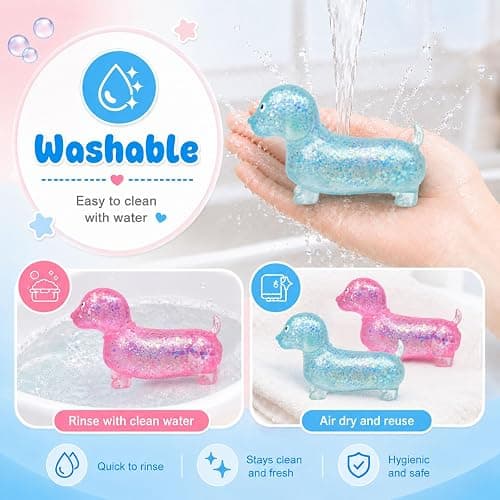 YIYUTOY 2Pcs Dachshund Squishy, Sensory Fidget Toys for Stress Relief | Weiner Dog Squishy for Kid and Adult, Soft Slow Rising Sausage Dog Squeeze Toy, Classroom Prizes Party Favors Gift(Blue+Pink) thumbnail 5