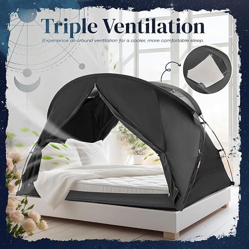 uniHimal Bed Tent Canopy Twin, Blackout Portable Sleep Tent Easy Setup, Breathable Mesh, Privacy Curtains for Adults, Ideal for Indoor thumbnail 4