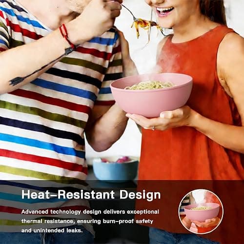 Greentainer 4-Pack Unbreakable Cereal Bowls Set, 50 Oz Plastic Bowl Set, Reusable Microwave and Dishwasher Safe Bowls, Perfect for Meal Prep, Salad, Snacks, BPA-Free (Pink) thumbnail 5