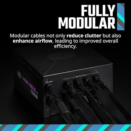 Cooler Master MWE Gold 750 V3 Full Modular PSU, 850W, 80+ Gold, ATX 3.1 | 90° | PCIe 5.1, Designed Ready Nvidia RTX 5070 Ti | AMD RX 9070 XT, Zero-RPM Mode, Hexagonal Fan Cover, 10-Year thumbnail 9