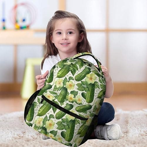 Pickle School Backpack for Kids Girls Boys, 16 Inch Cute Pickles Themed Bookbag, Personalized School Backpack for Students Children, Lightweight, Large Capacity thumbnail 2